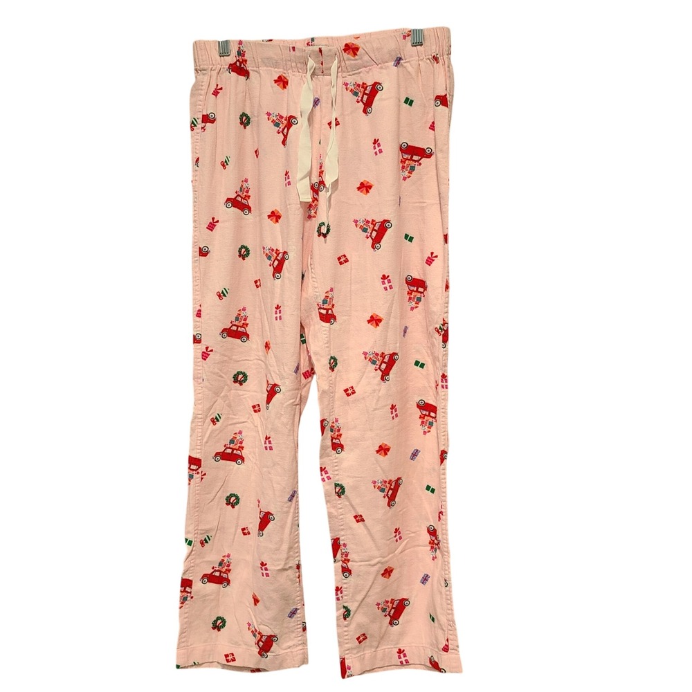J.Crew Womens Pink Holiday Car Gift Print Cotton Pajama Pants Small